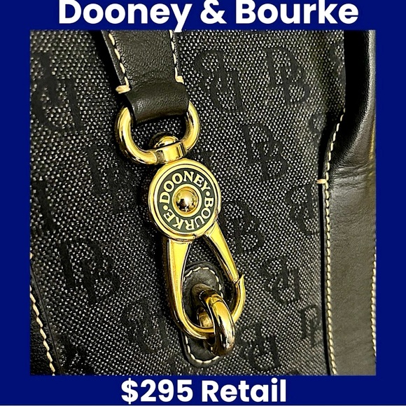 Y2K Dooney & Bourke Logo Lock Signature Canvas Jacquard w/Leather Trim - Picture 4 of 13